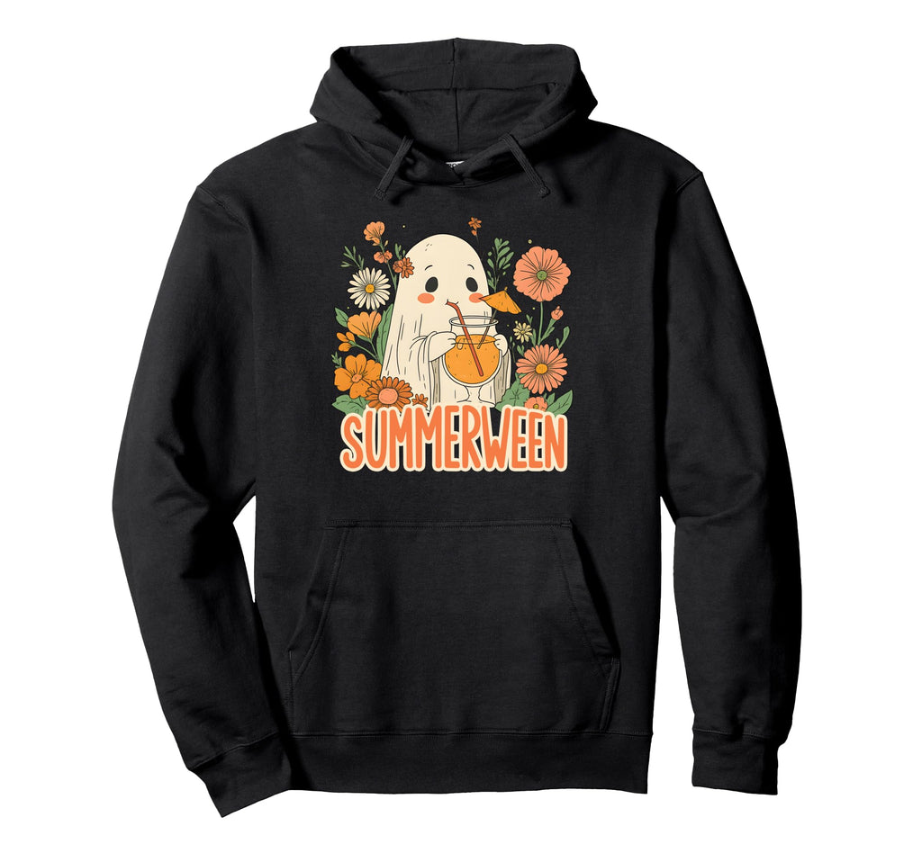 Summerween Ghost Boho Floral Hoodie - Casual Everyday Wear for Adults - T-Shirt, Sweatshirt, Hoodie