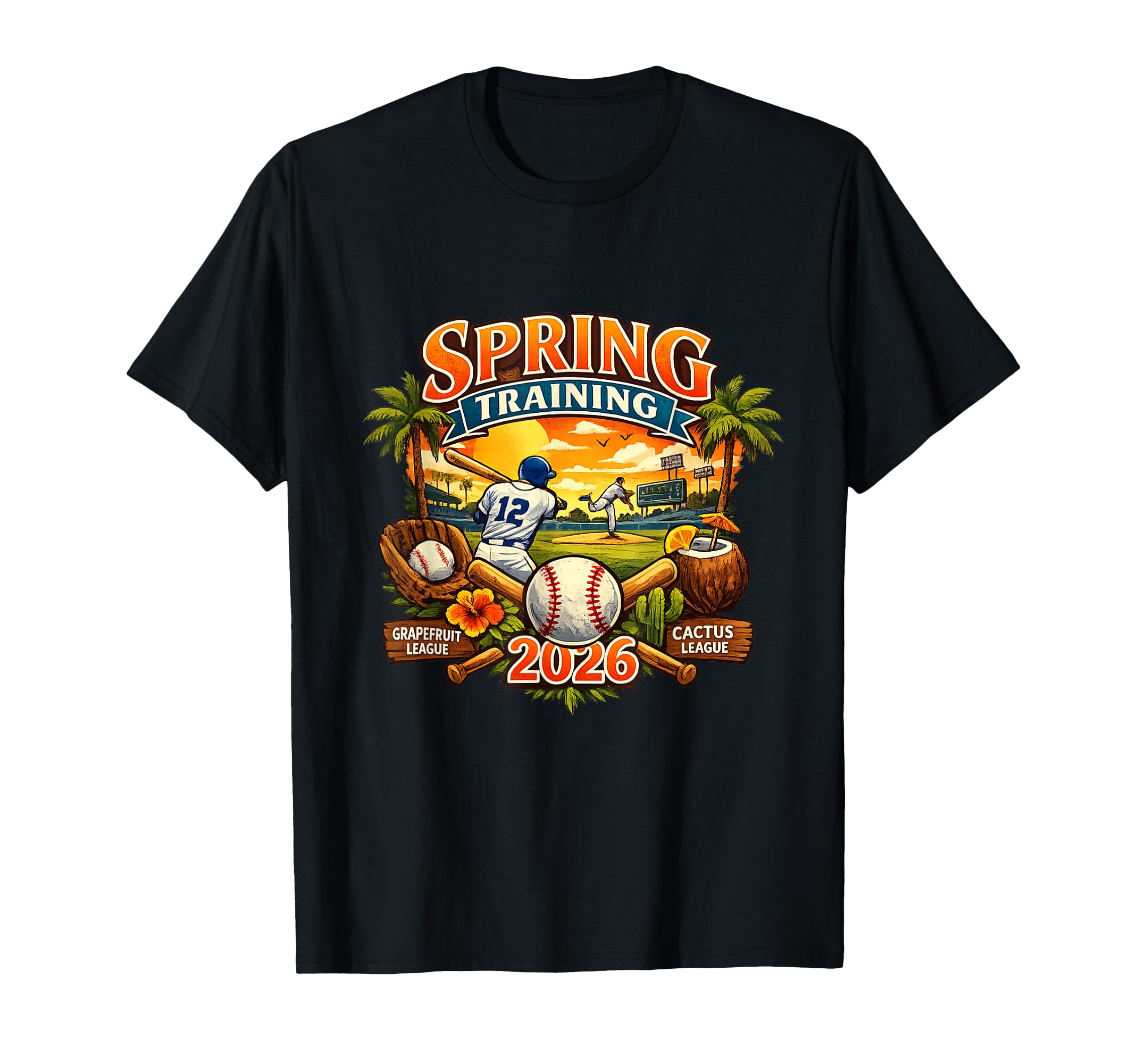 Spring Training 2026 Baseball Sunset T-Shirt - Graphic Print for Adults - T-Shirt, Sweatshirt, Hoodie