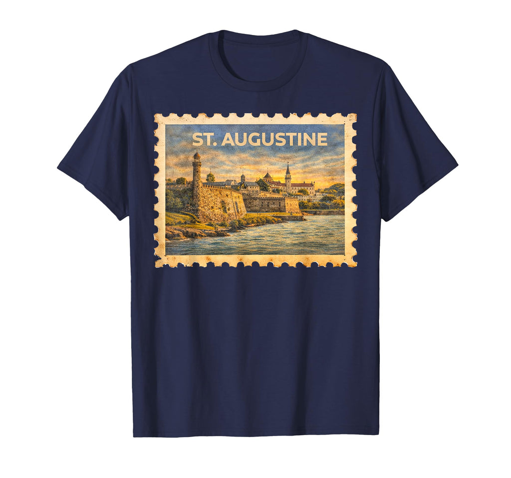 St Augustine Florida Travel Stamp Art T-Shirt - Custom Art Print for Adults - T-Shirt, Sweatshirt, Hoodie