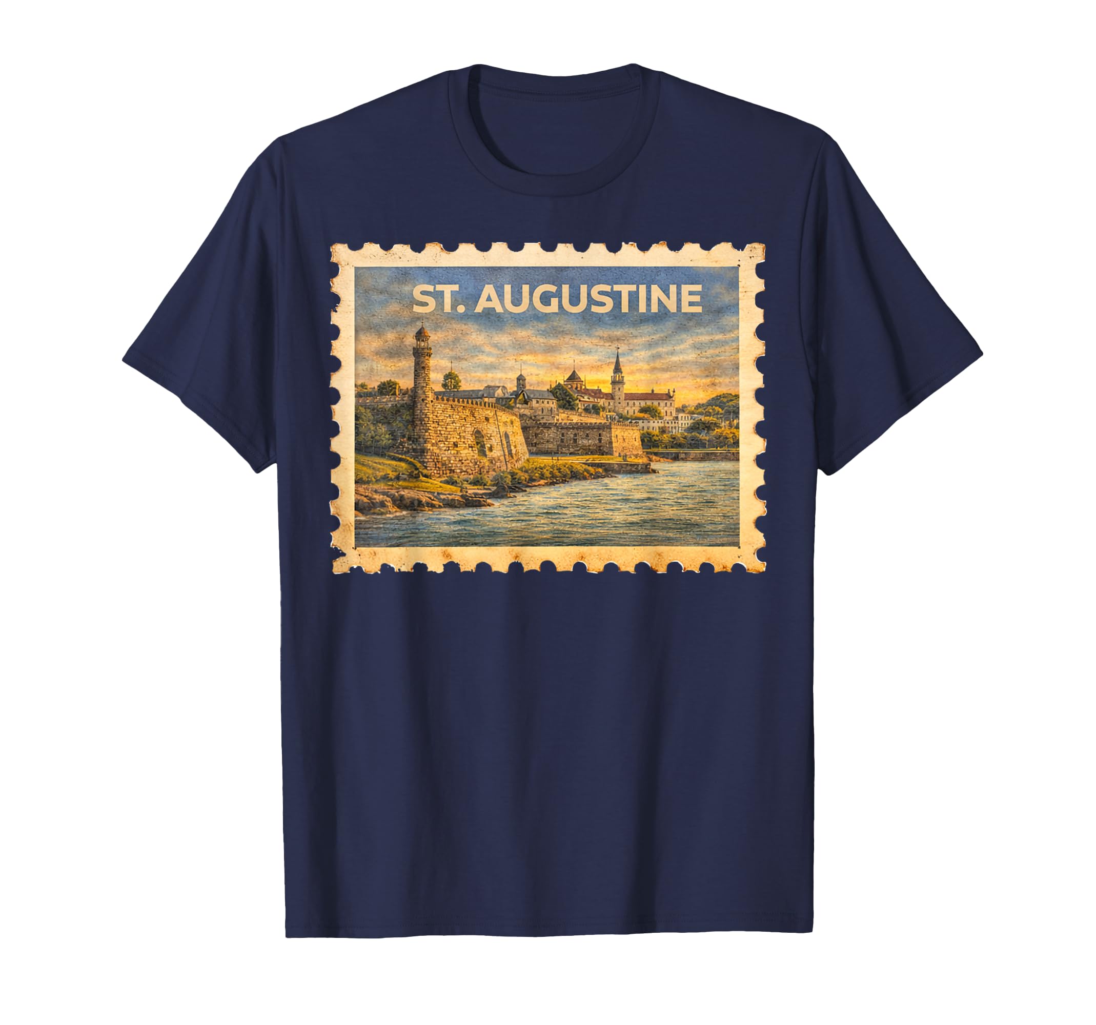 St Augustine Florida Travel Stamp Art T-Shirt - Custom Art Print for Adults - T-Shirt, Sweatshirt, Hoodie