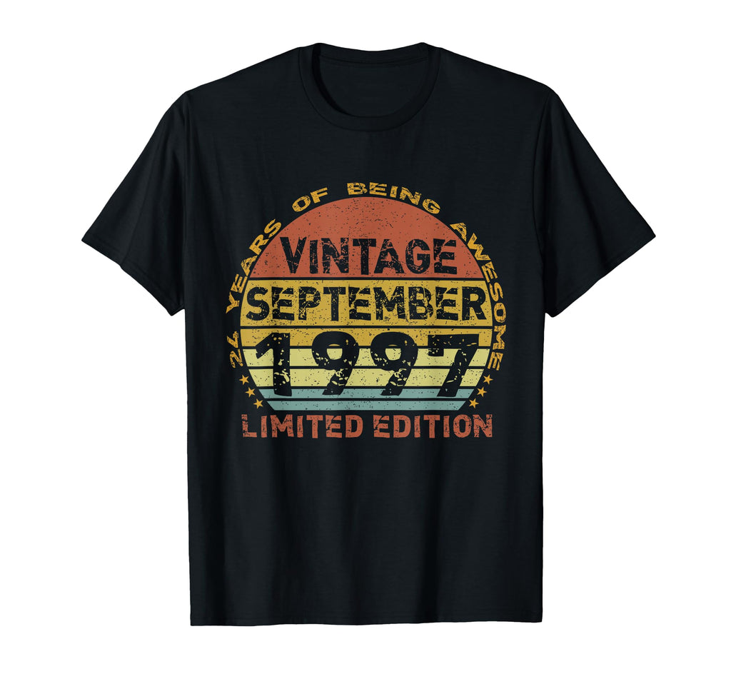 24 Years Old September 1997 Distressed T-Shirt - Trendy Graphic for Adults - T-Shirt, Sweatshirt, Hoodie