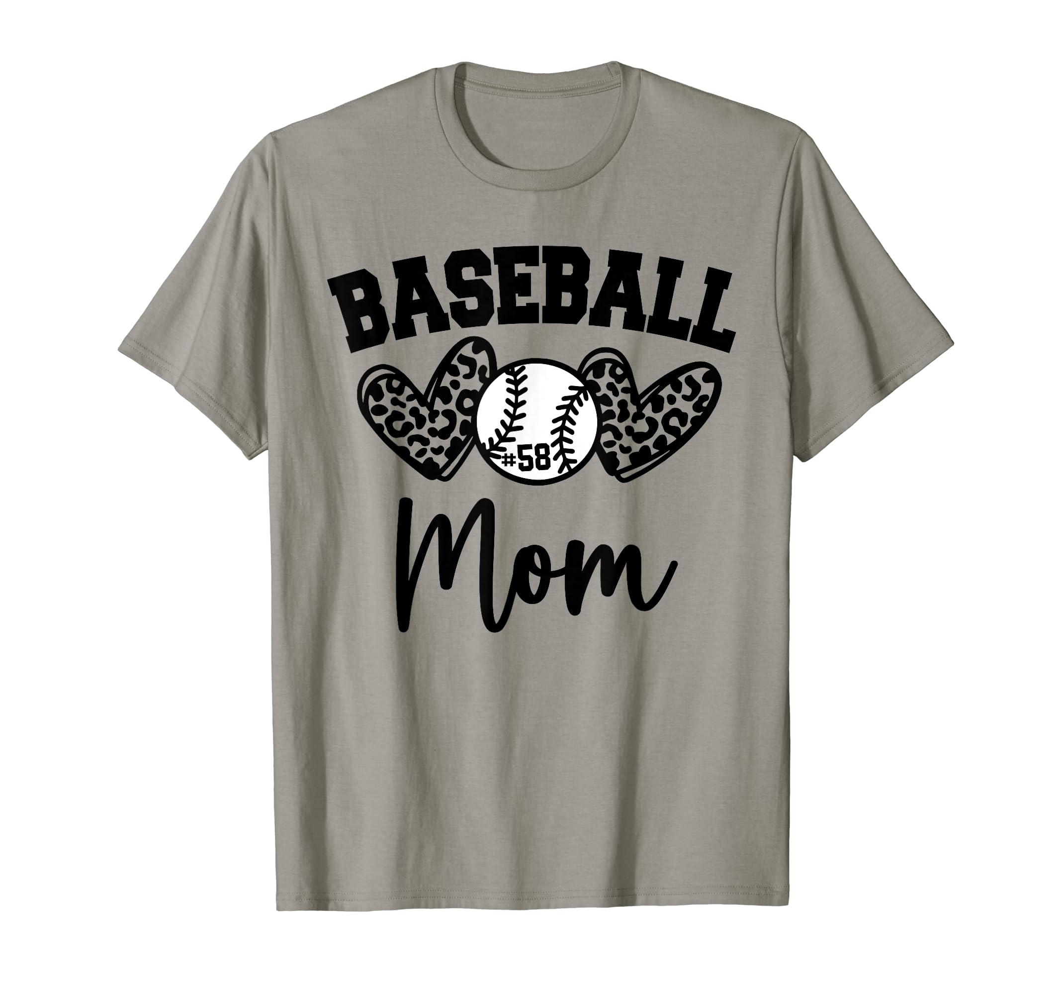 Womens Custom Baseball Mom Number 58 Heart T-Shirt - Unique Graphic Unisex - T-Shirt, Sweatshirt, Hoodie