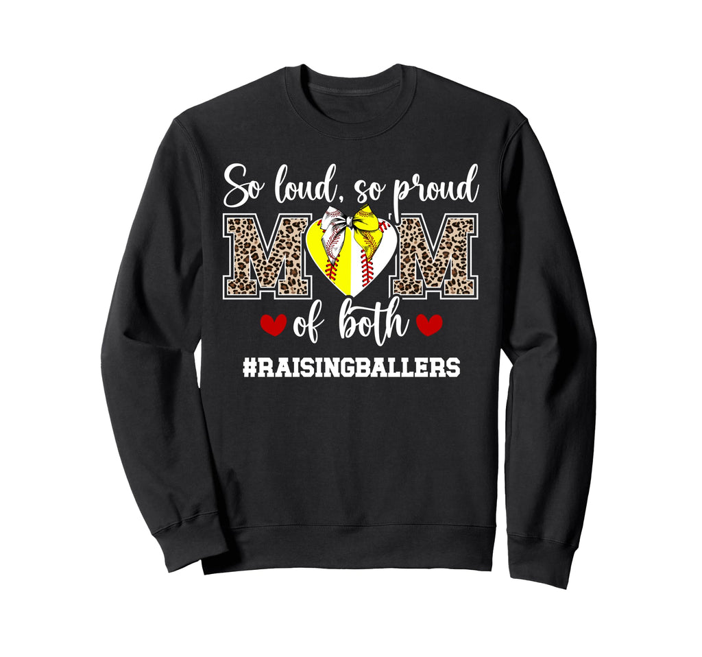 Mom Both Raising Ballers Baseball Sweatshirt - Unique Graphic for Adults - T-Shirt, Sweatshirt, Hoodie