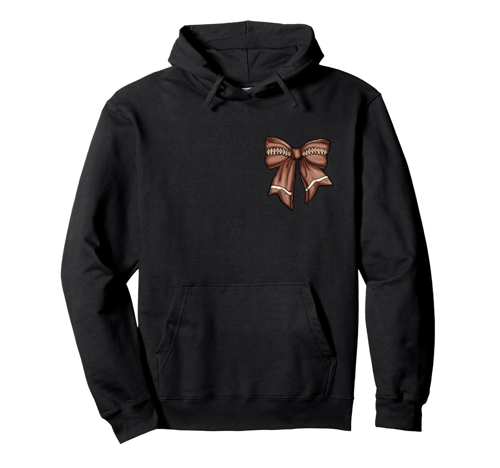 Football Bow Game Day Coquette Front And Hoodie - Graphic Print for Adults - T-Shirt, Sweatshirt, Hoodie