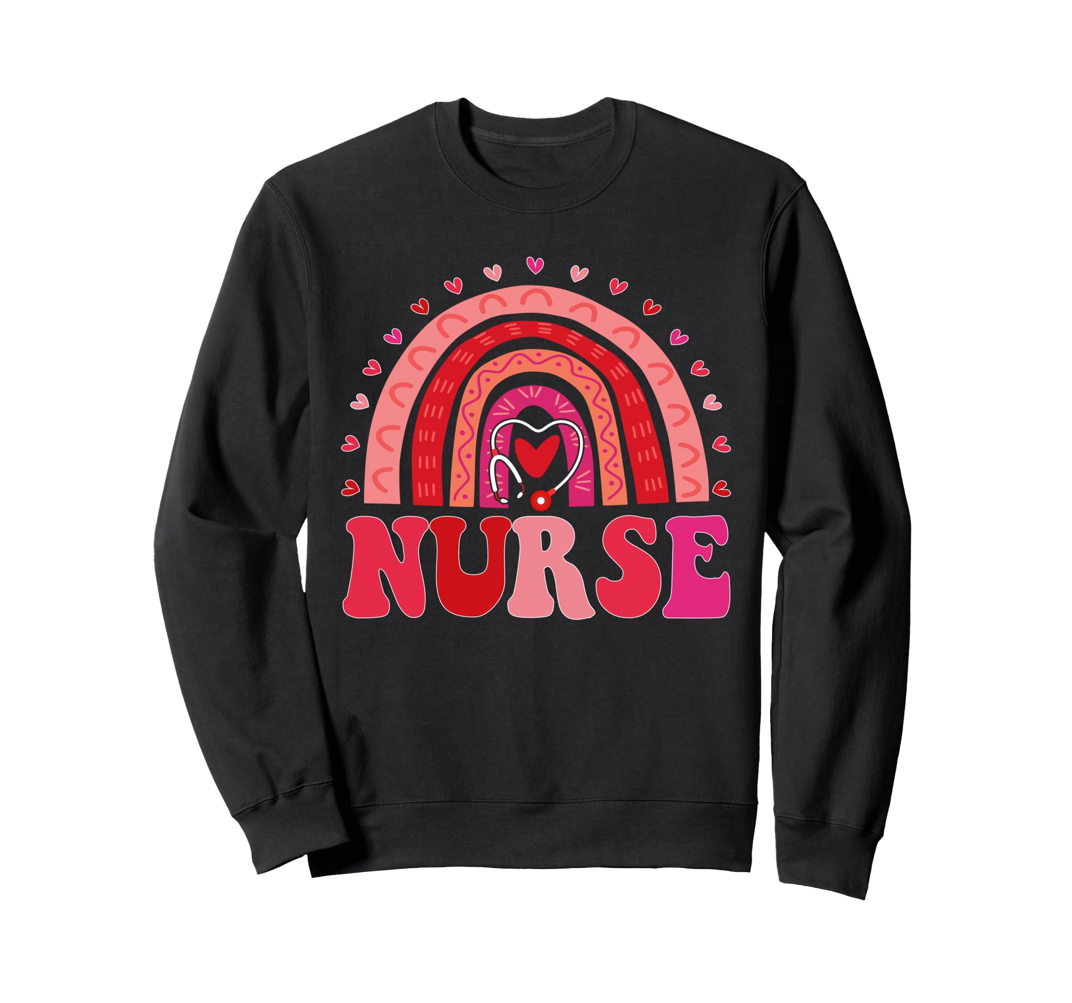 Happy Valentines Day Nurse Rainbow Sweatshirt - Minimalist Print Unisex - T-Shirt, Sweatshirt, Hoodie