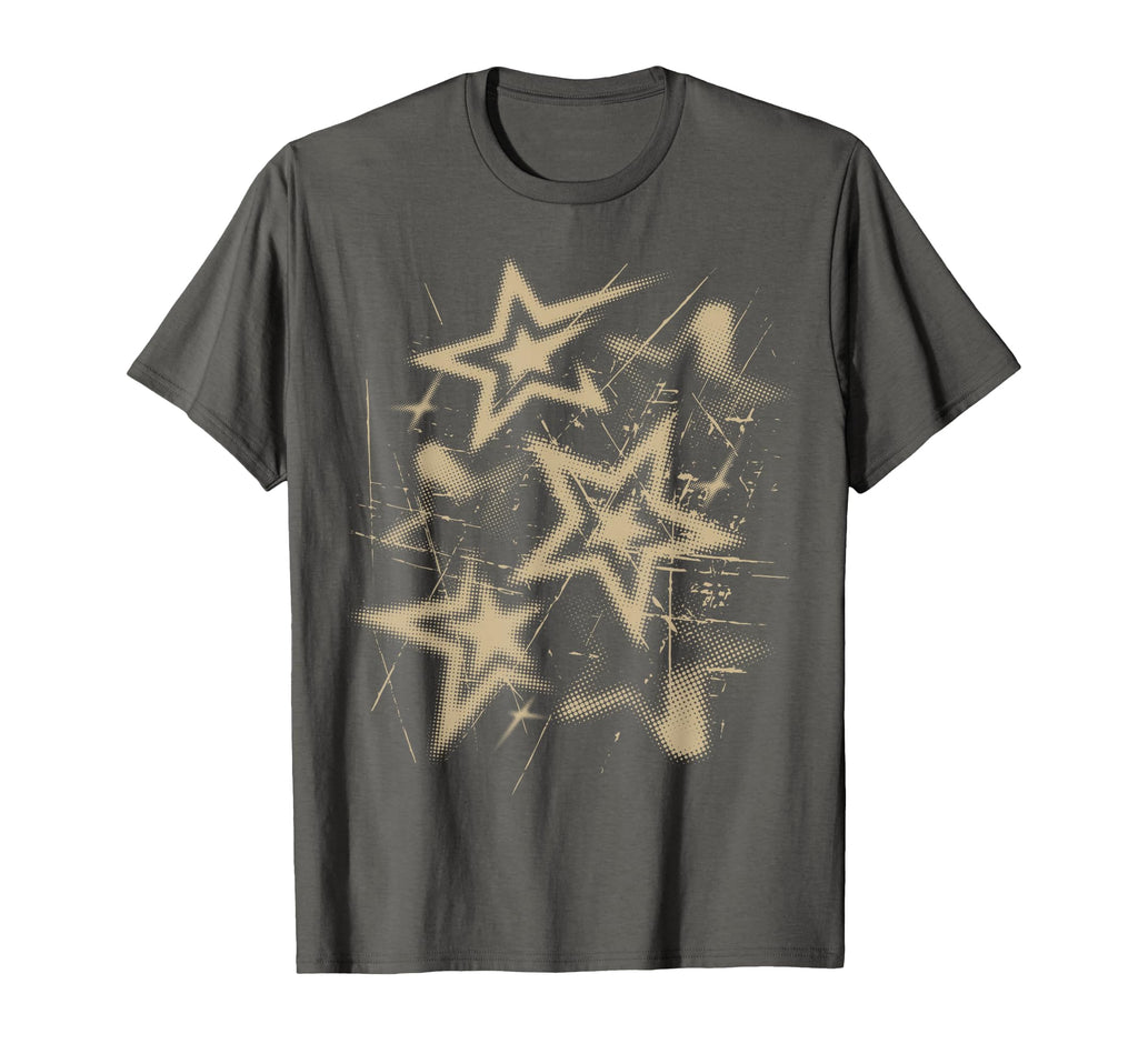 Y2K Grunge Stars 2000S Beige Cyber T-Shirt - Graphic Print for Adults - T-Shirt, Sweatshirt, Hoodie
