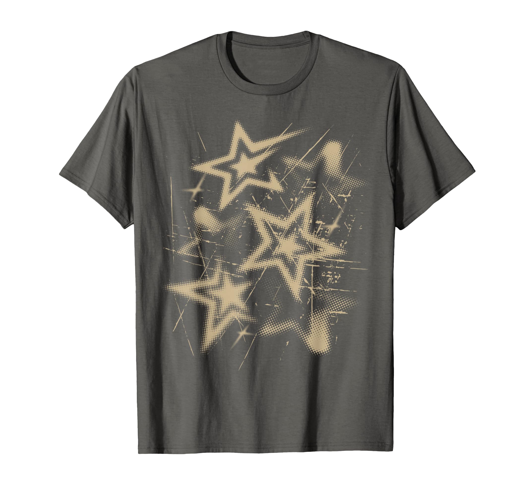 Y2K Grunge Stars 2000S Beige Cyber T-Shirt - Graphic Print for Adults - T-Shirt, Sweatshirt, Hoodie