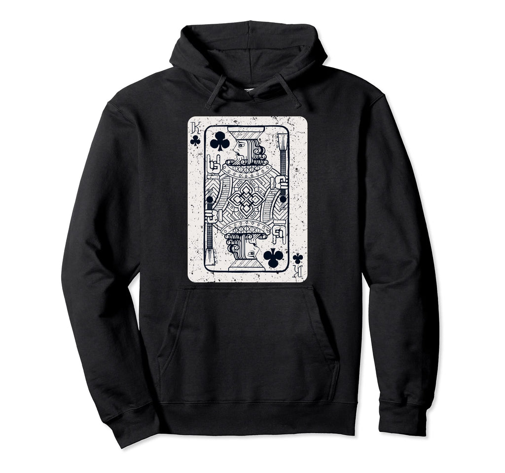 King Clubs Rocker Guitar Playing Card Hoodie - Trendy Graphic Unisex - T-Shirt, Sweatshirt, Hoodie