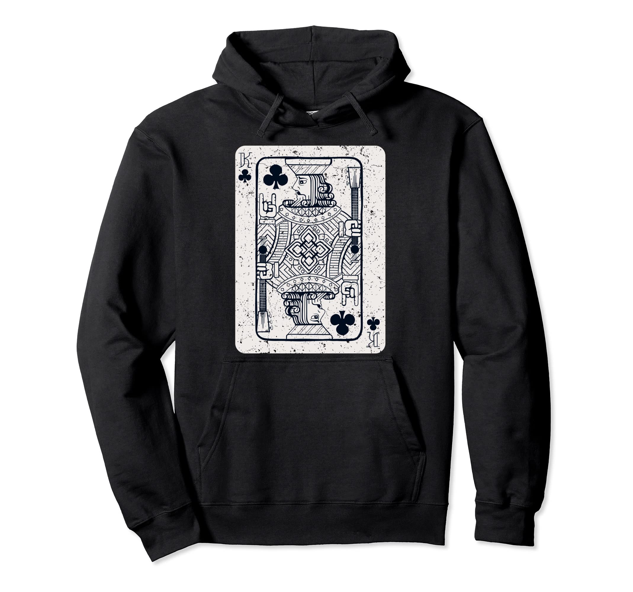 King Clubs Rocker Guitar Playing Card Hoodie - Trendy Graphic Unisex - T-Shirt, Sweatshirt, Hoodie