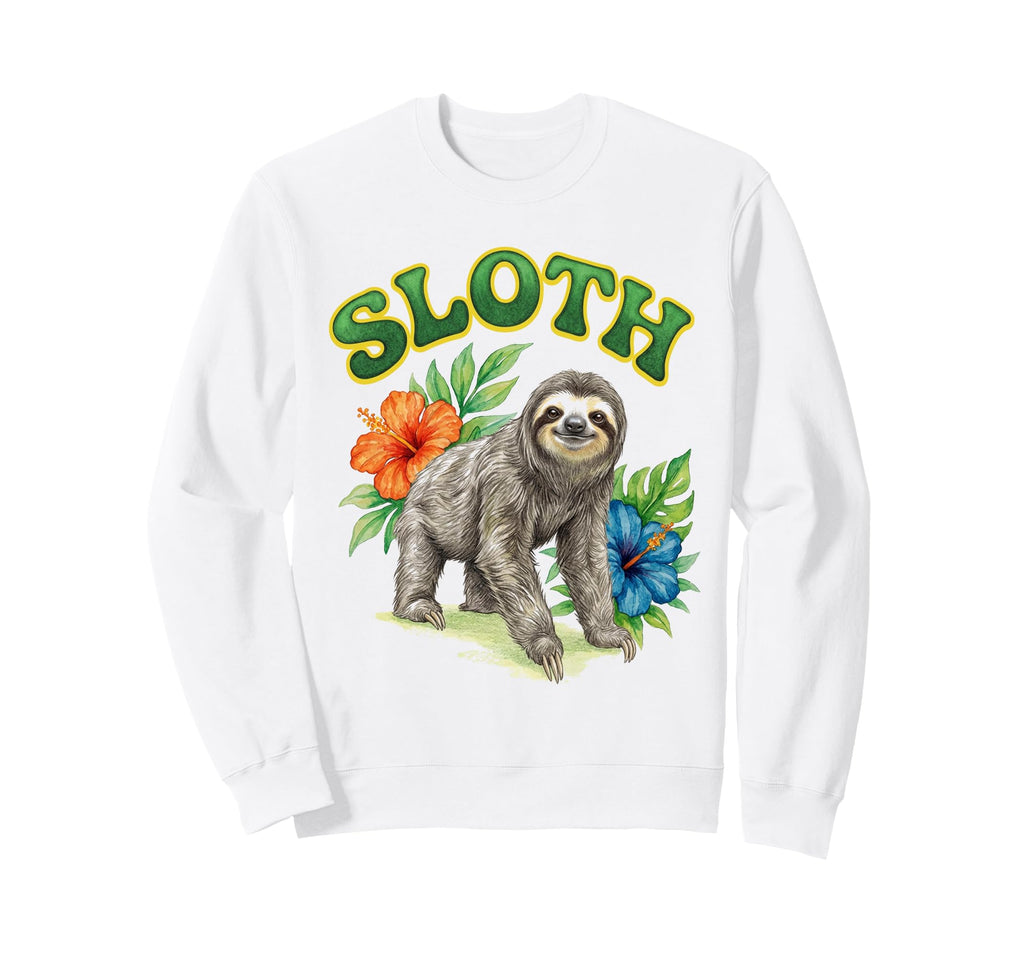 Sloth Groovy Floral Sloth Sweatshirt - Streetwear Style Men Women - T-Shirt, Sweatshirt, Hoodie
