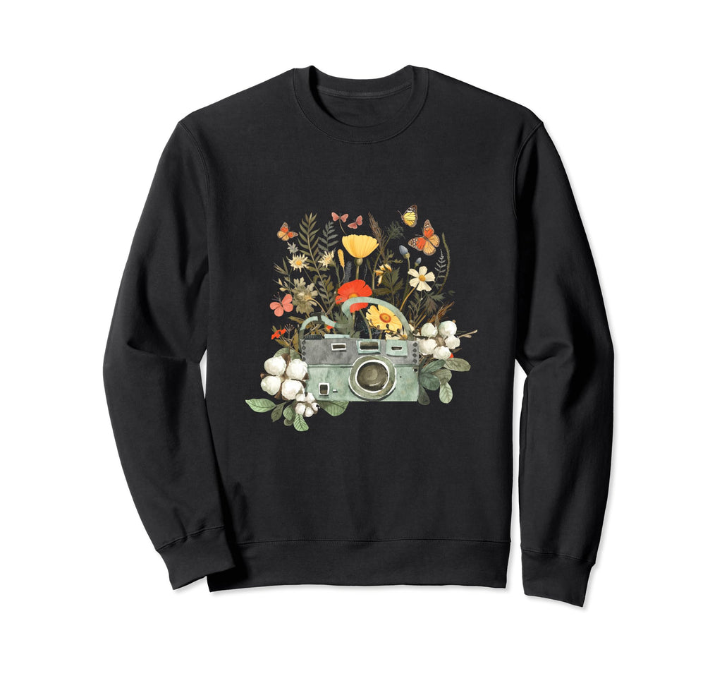 Camera Wildflower Garden Botanical Sweatshirt - Trendy Graphic Unisex - T-Shirt, Sweatshirt, Hoodie