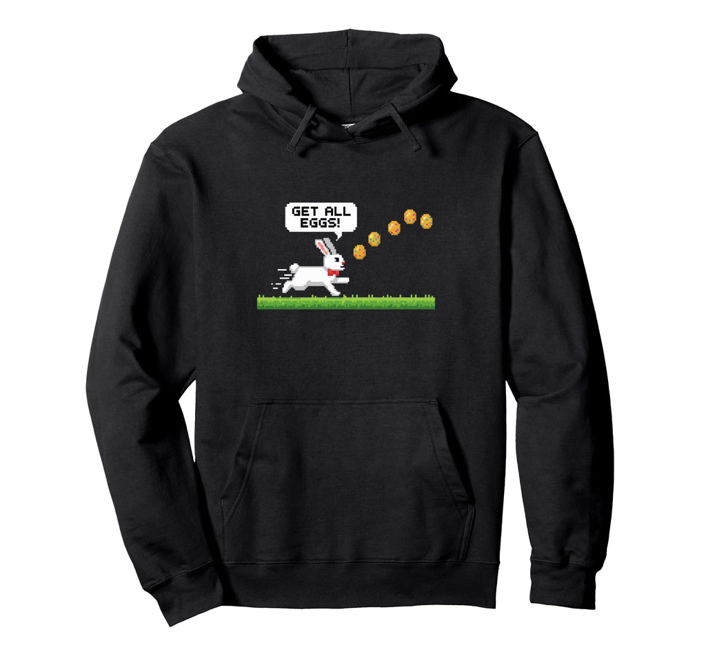 Get All Eggs Pixel Art Bunny Easter Hoodie - Fun Novelty Design Men Women - T-Shirt, Sweatshirt, Hoodie