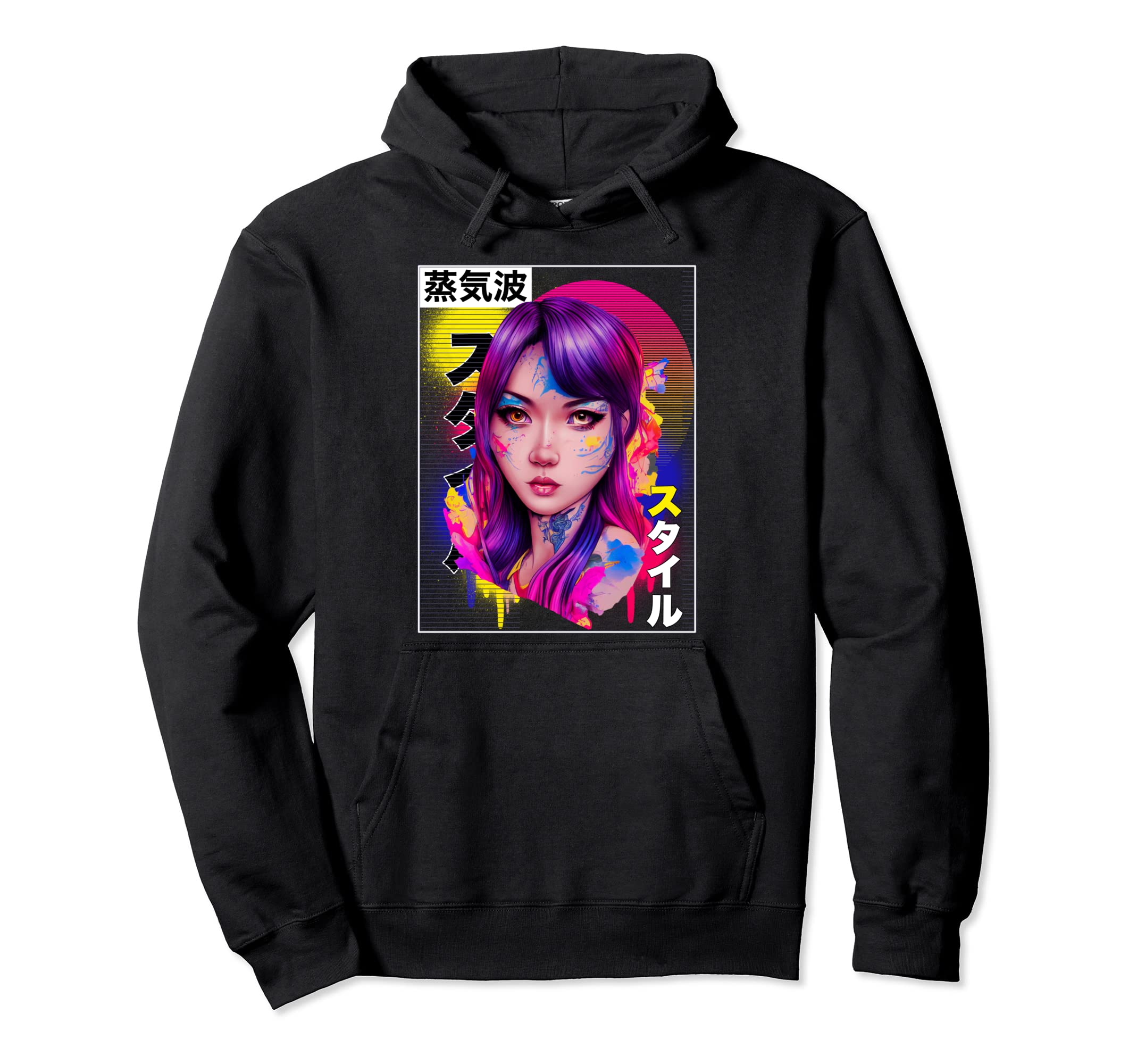 Japanese Vaporwave Aesthetic Colorful Hoodie - Streetwear Style Unisex - T-Shirt, Sweatshirt, Hoodie