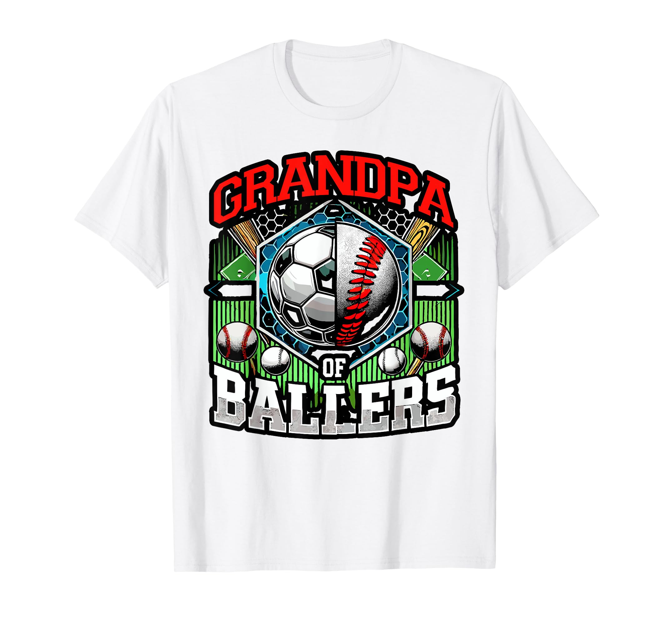 Grandpa Ballers Soccer Baseball Player T-Shirt - Graphic Print Unisex - T-Shirt, Sweatshirt, Hoodie