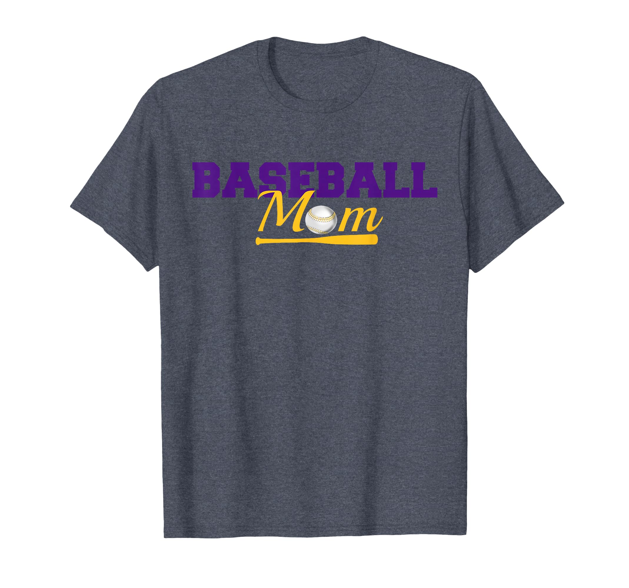 Baseball Mom Purple Gold Text Fun Novelty T-Shirt - Custom Art Print Unisex - T-Shirt, Sweatshirt, Hoodie