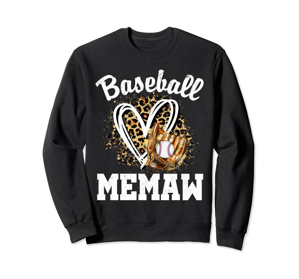 Baseball Memaw Leopard Heart Sweatshirt - Novelty Apparel for Adults - T-Shirt, Sweatshirt, Hoodie