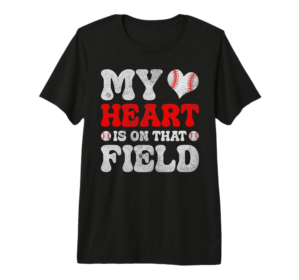 My Heart Is That Field Baseball Heart T-Shirt - Minimalist Print Men Women - T-Shirt, Sweatshirt, Hoodie