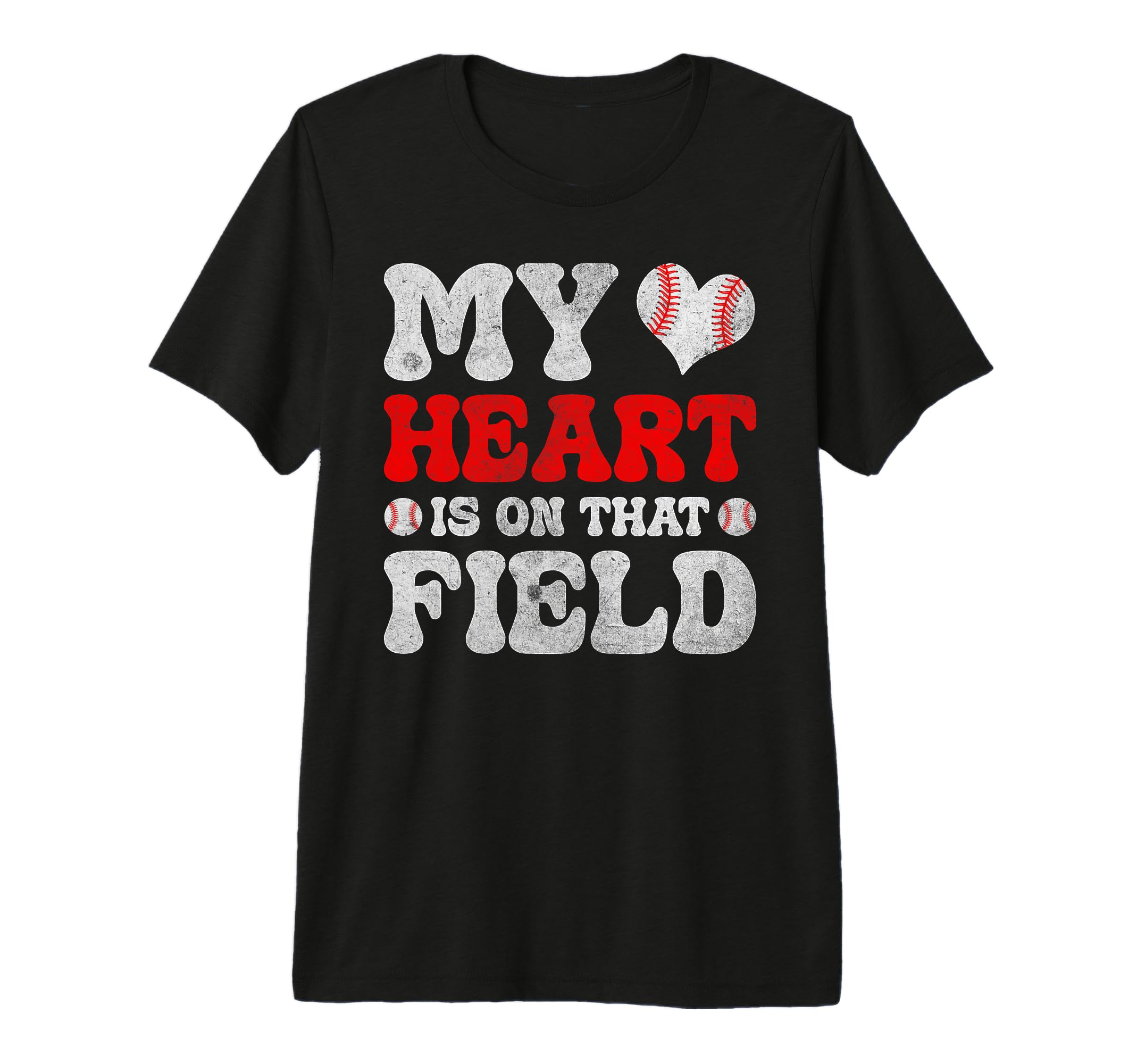 My Heart Is That Field Baseball Heart T-Shirt - Minimalist Print Men Women - T-Shirt, Sweatshirt, Hoodie