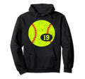 Softball Sport 19 Jersey Number Hoodie - Custom Art Print Men Women - T-Shirt, Sweatshirt, Hoodie