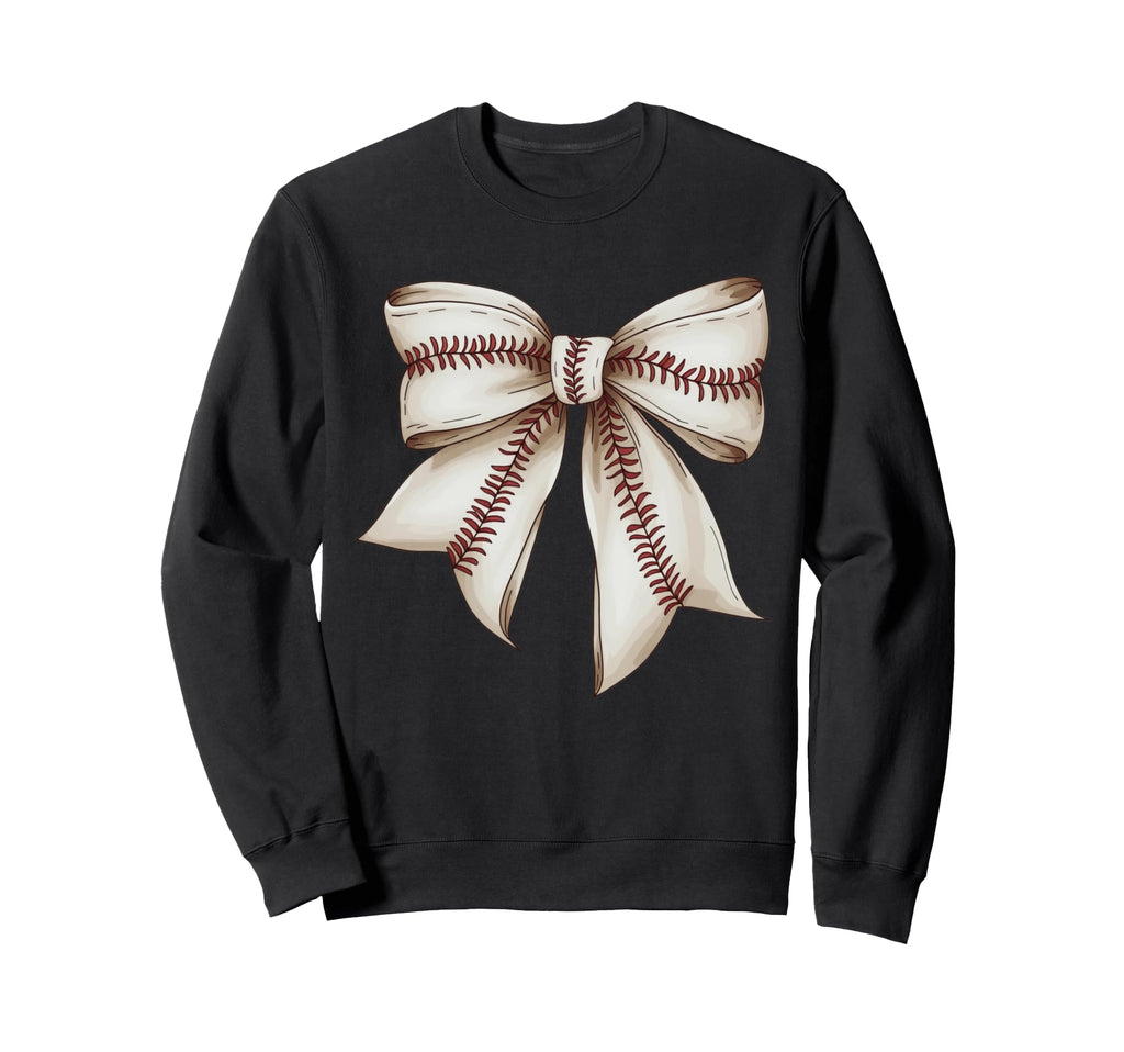 Coquette Baseball Bow Baseball Mom Sweatshirt - Novelty Apparel for Adults - T-Shirt, Sweatshirt, Hoodie