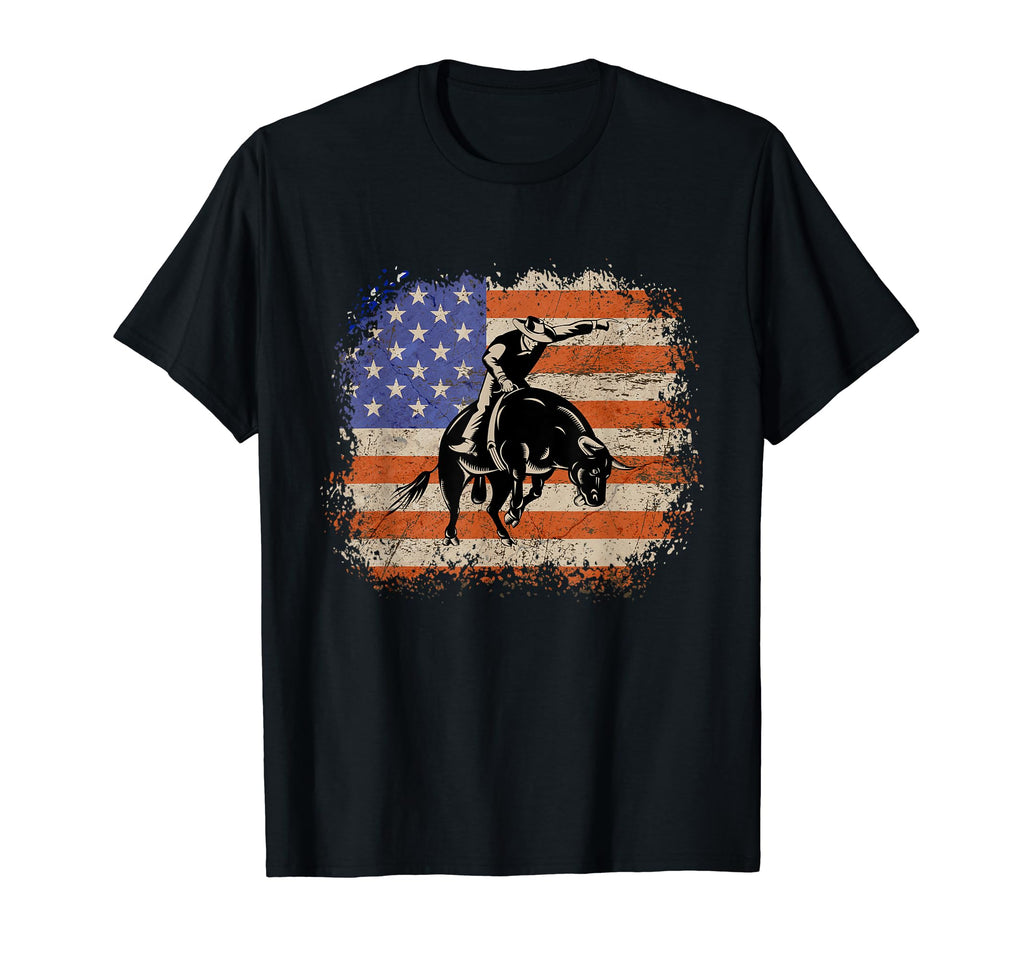 Patriotic American Flag Rodeo T-Shirt - Fun Novelty Design for Adults - T-Shirt, Sweatshirt, Hoodie