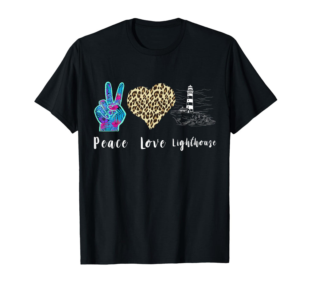Lighthouse Love Peace Leopard T-Shirt - Fun Novelty Design Men Women - T-Shirt, Sweatshirt, Hoodie