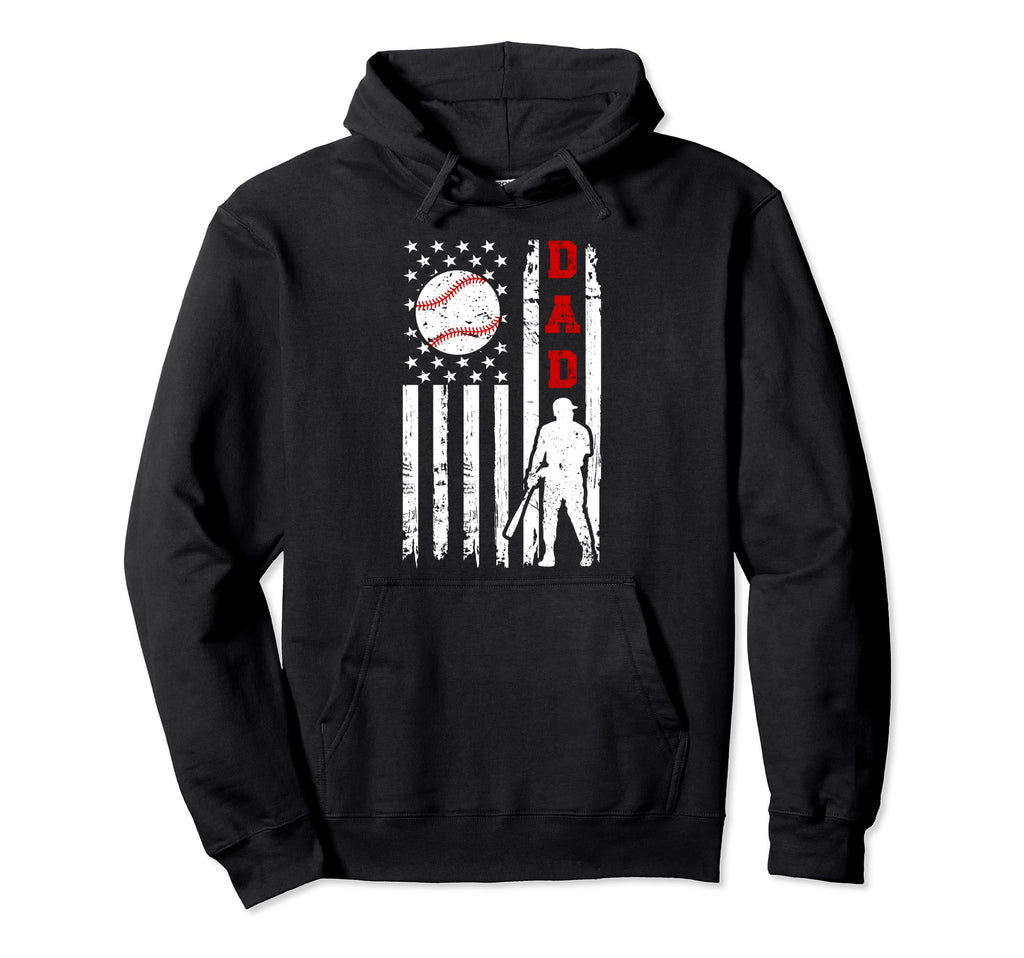 Dad Us Flag Baseball Dad Baseball Player Hoodie - Trendy Graphic Men Women - T-Shirt, Sweatshirt, Hoodie