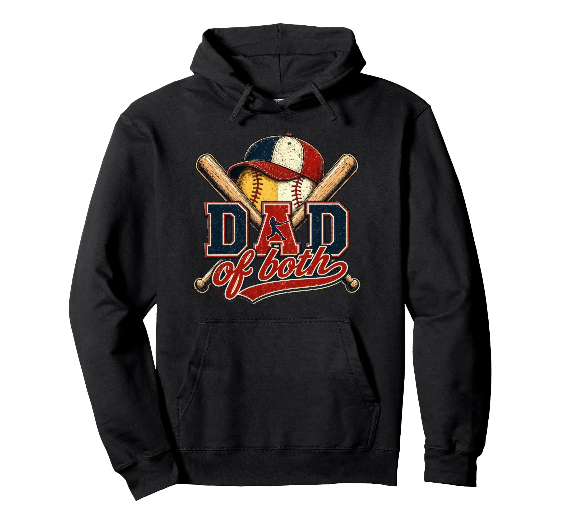 Dad Both Baseball Softball Fathers Hoodie - Streetwear Style for Adults - T-Shirt, Sweatshirt, Hoodie