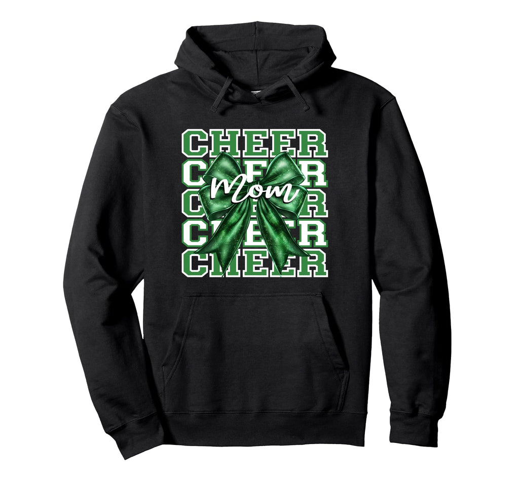 Football Cheer Mom Game Day Green Bow Hoodie - Graphic Print Unisex - T-Shirt, Sweatshirt, Hoodie