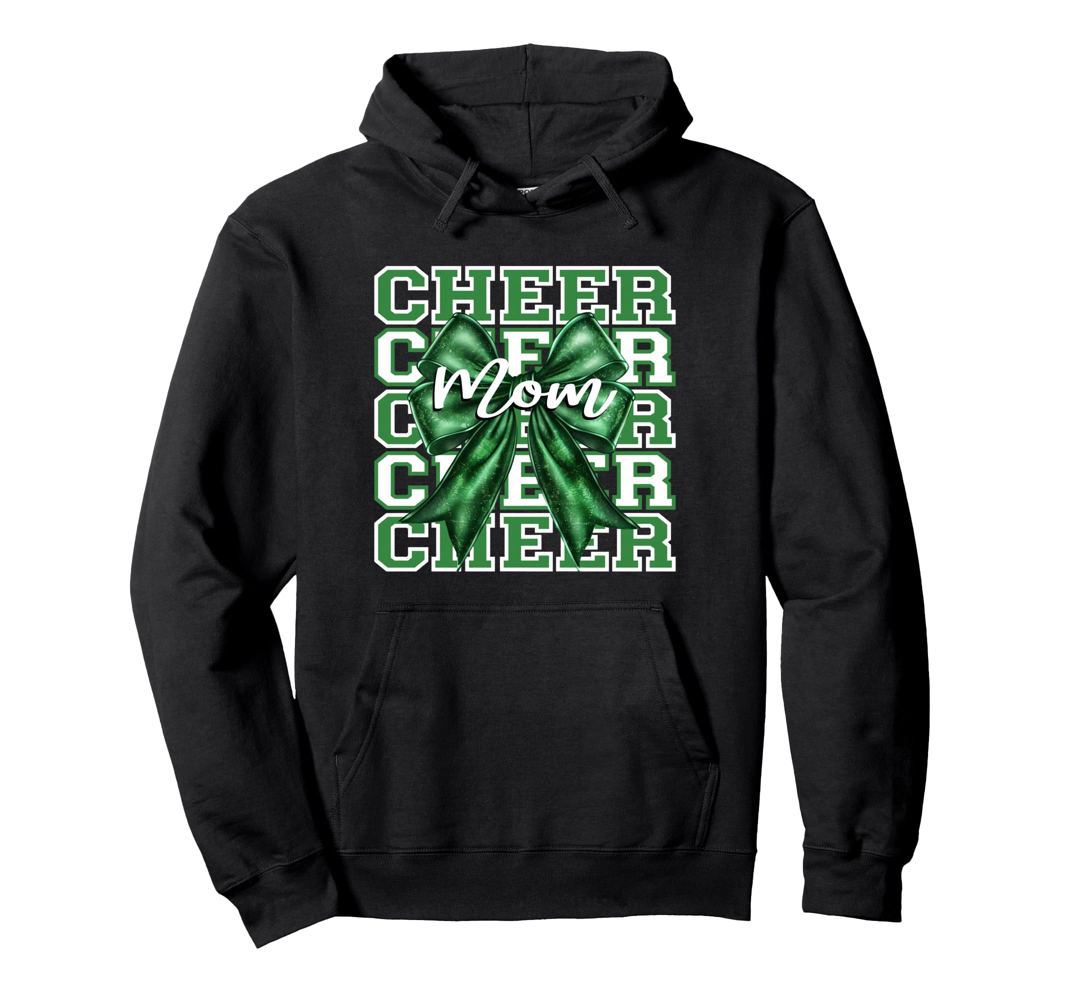 Football Cheer Mom Game Day Green Bow Hoodie - Graphic Print Unisex - T-Shirt, Sweatshirt, Hoodie
