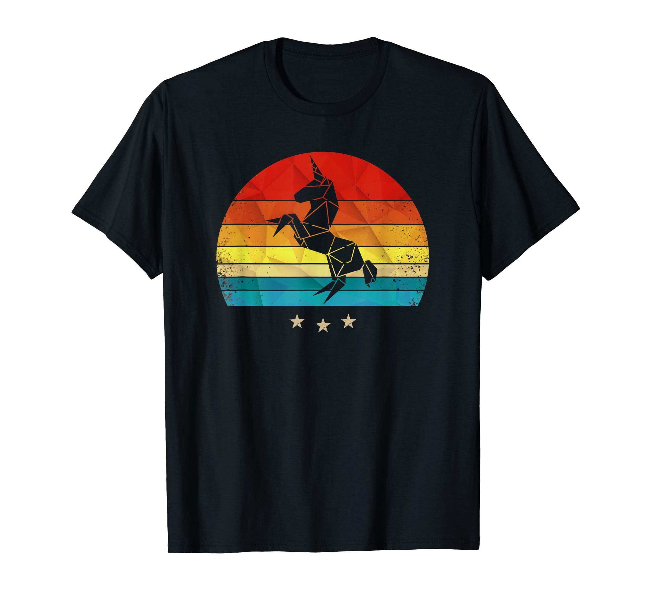 Origami Silhouette Unicorn Sunset T-Shirt - Aesthetic Graphic Unisex - T-Shirt, Sweatshirt, Hoodie