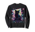 Vaporwave Cat Aesthetic Synthwave Cat Sweatshirt - Graphic Print Unisex - T-Shirt, Sweatshirt, Hoodie