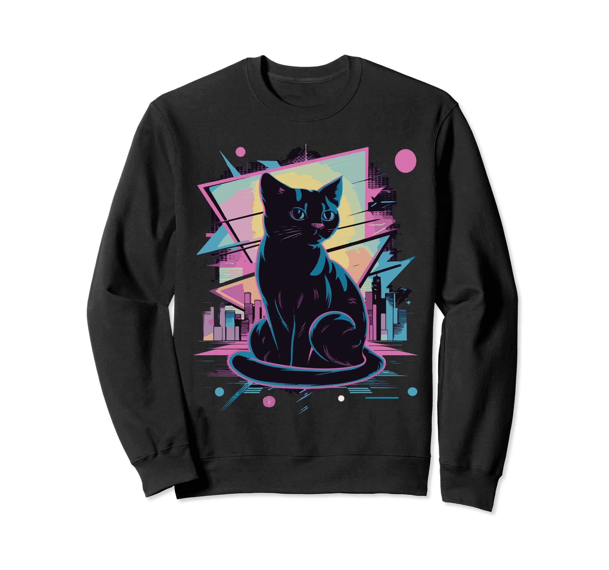 Vaporwave Cat Aesthetic Synthwave Cat Sweatshirt - Graphic Print Unisex - T-Shirt, Sweatshirt, Hoodie