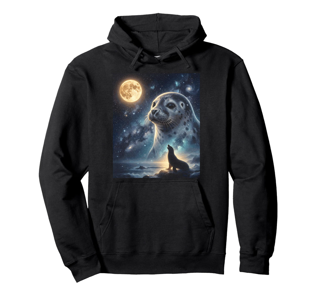 Seal Art Celestial Moon Galaxy Ocean Hoodie - Aesthetic Graphic Unisex - T-Shirt, Sweatshirt, Hoodie