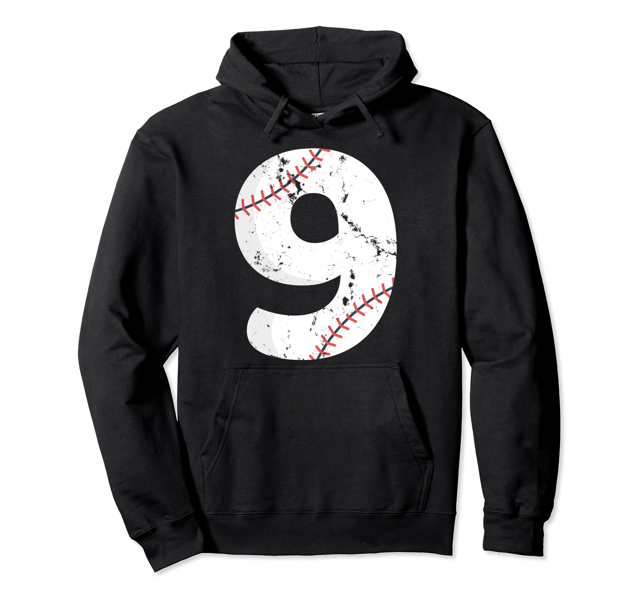 Number 9 Baseball Distressed Team Hoodie - Custom Art Print for Adults - T-Shirt, Sweatshirt, Hoodie