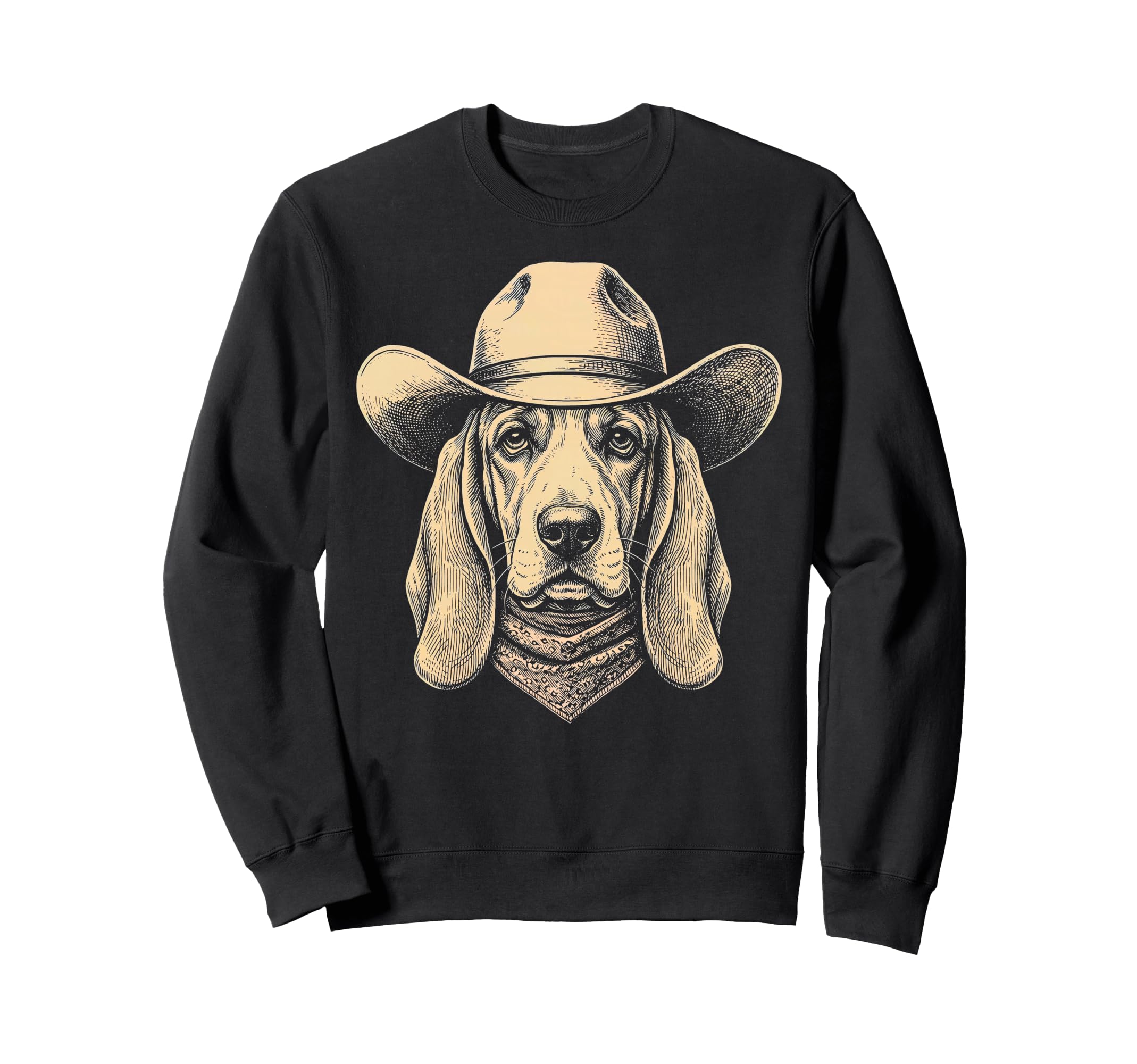 Basset Hound Dog Cowboy Hat Sweatshirt - Fun Novelty Design for Adults - T-Shirt, Sweatshirt, Hoodie