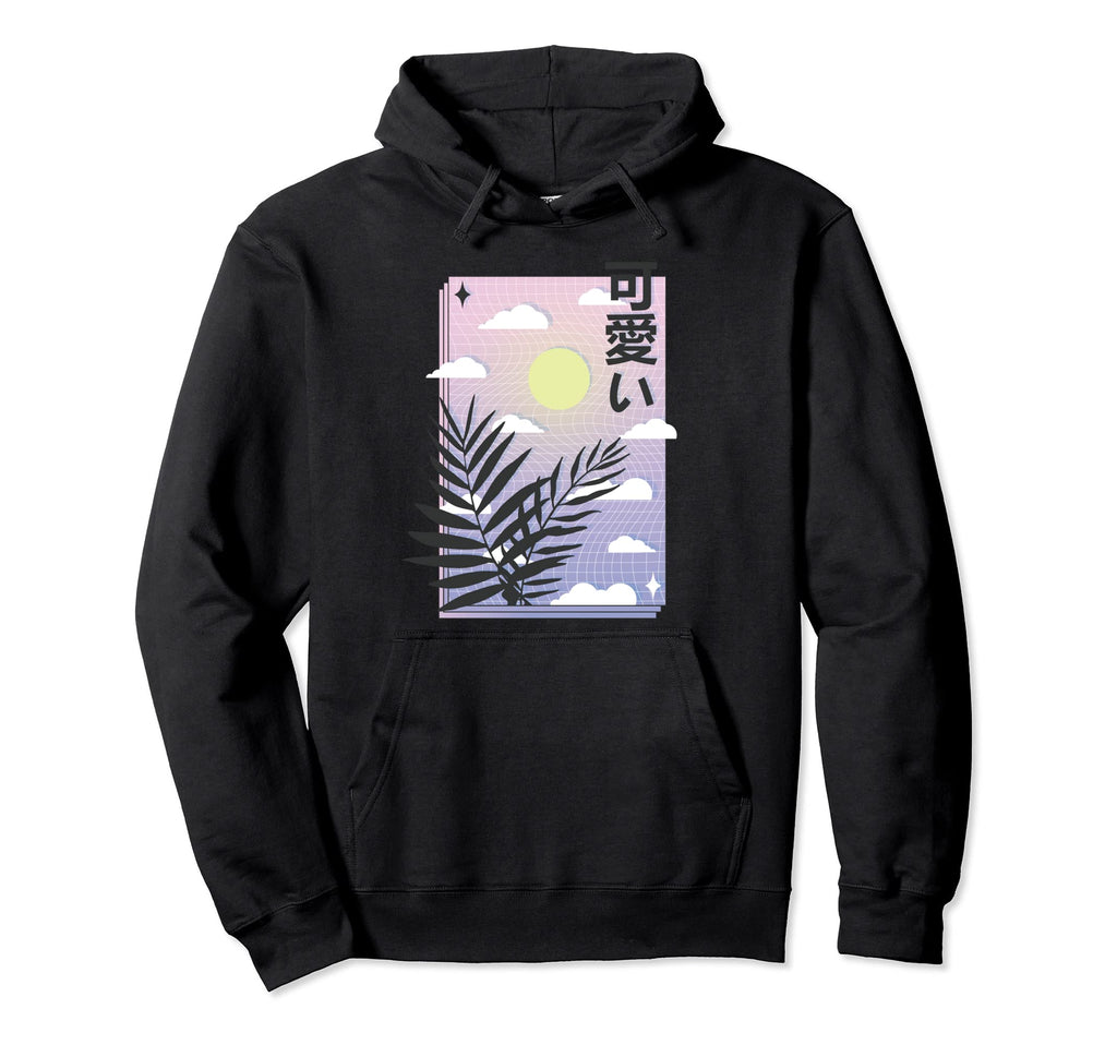 Vaporwave Japanese Aesthetic Pastel Grid Hoodie - Trendy Graphic Men Women - T-Shirt, Sweatshirt, Hoodie