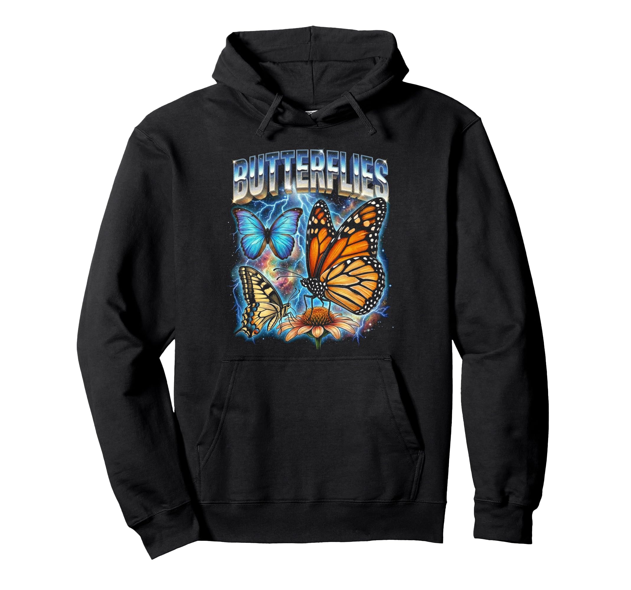 Butterflies 80S Funny Butterflie 90S Hoodie - Streetwear Style Unisex - T-Shirt, Sweatshirt, Hoodie