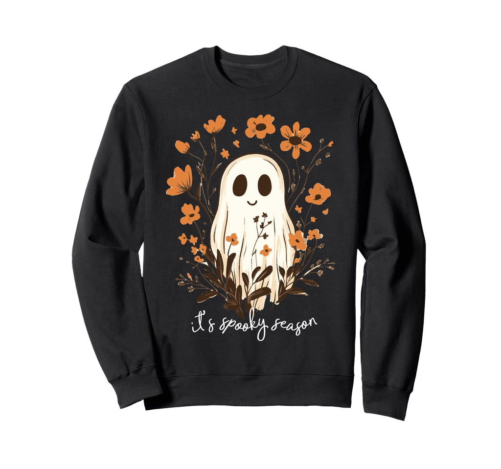 Ghost Spooky Season Floral Boho Sweatshirt - Trendy Graphic for Adults - T-Shirt, Sweatshirt, Hoodie