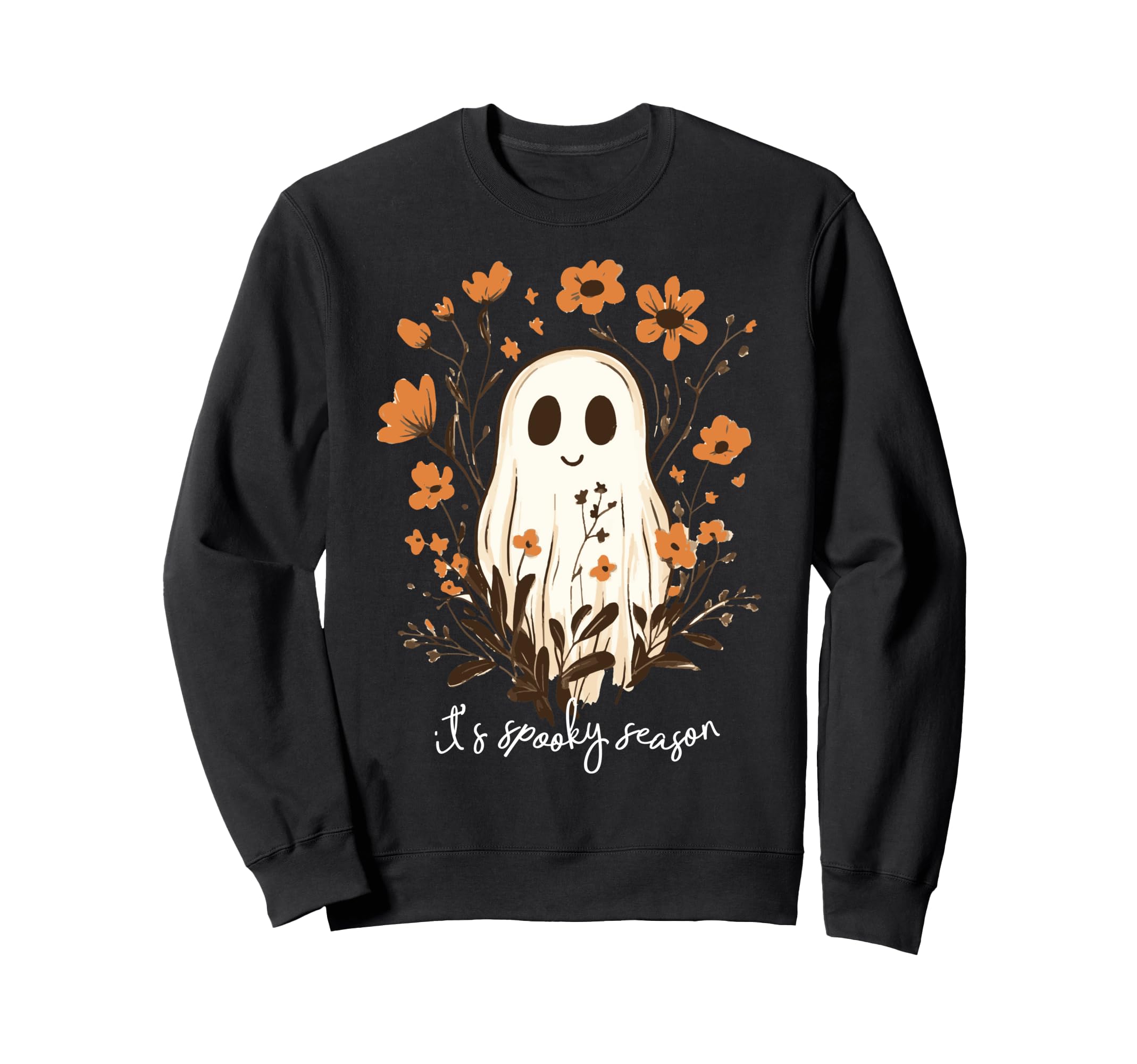 Ghost Spooky Season Floral Boho Sweatshirt - Trendy Graphic for Adults - T-Shirt, Sweatshirt, Hoodie