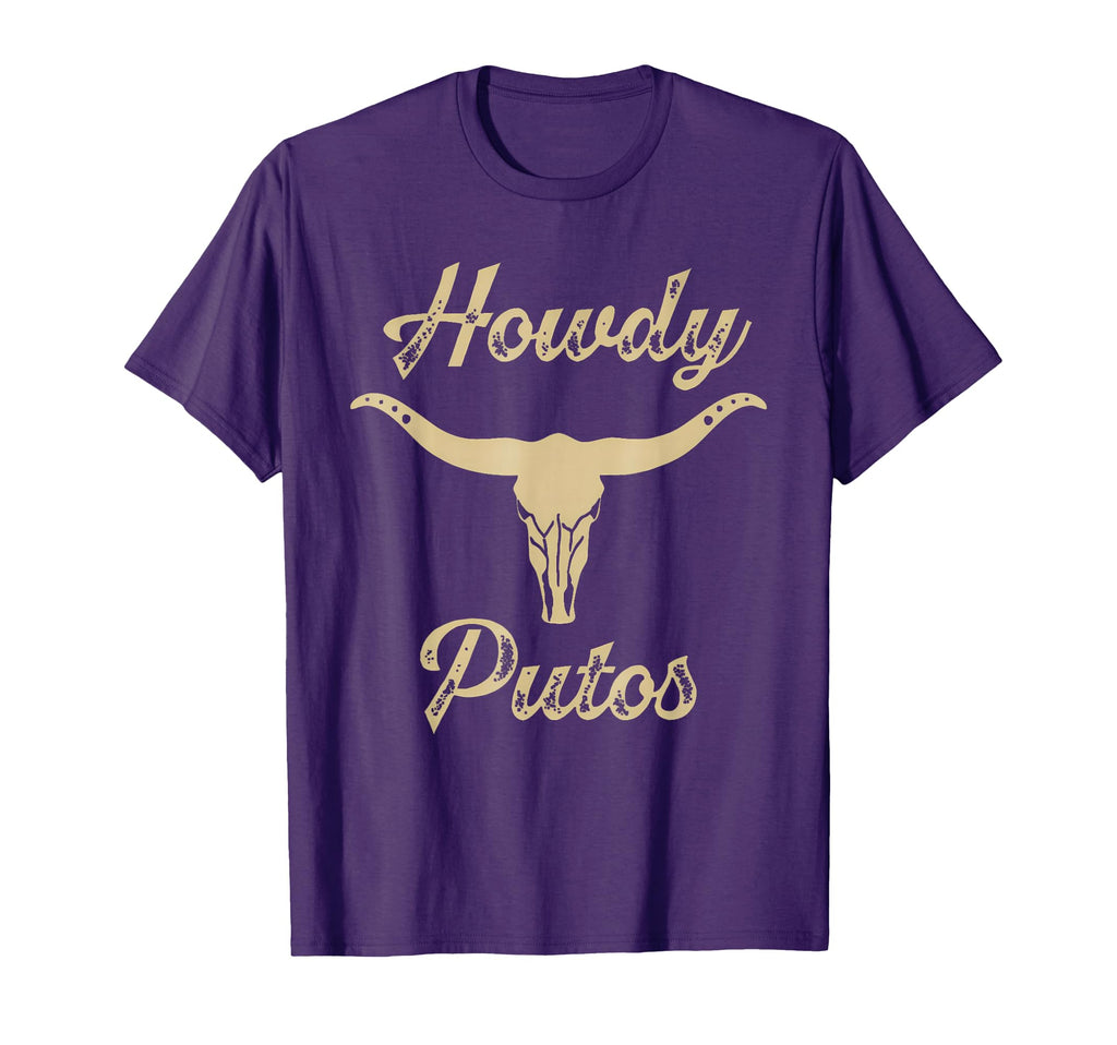 Howdy Putos Bull Skull Country Cowboy T-Shirt - Minimalist Print Unisex - T-Shirt, Sweatshirt, Hoodie