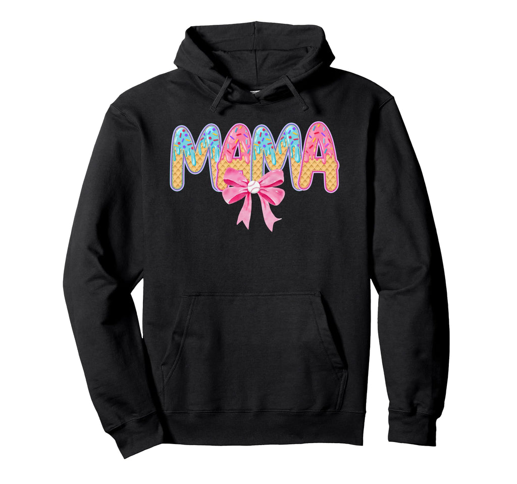 Baseball Mama Drip Bow Baseball Ice Hoodie - Novelty Apparel Men Women - T-Shirt, Sweatshirt, Hoodie