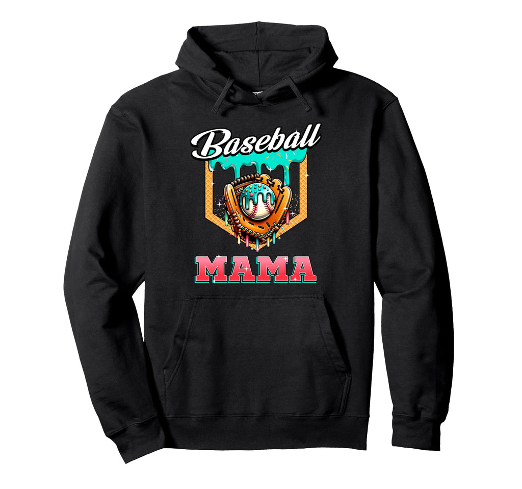 Baseball Mama Mothers Day Baseball Ice Hoodie - Trendy Graphic Men Women - T-Shirt, Sweatshirt, Hoodie