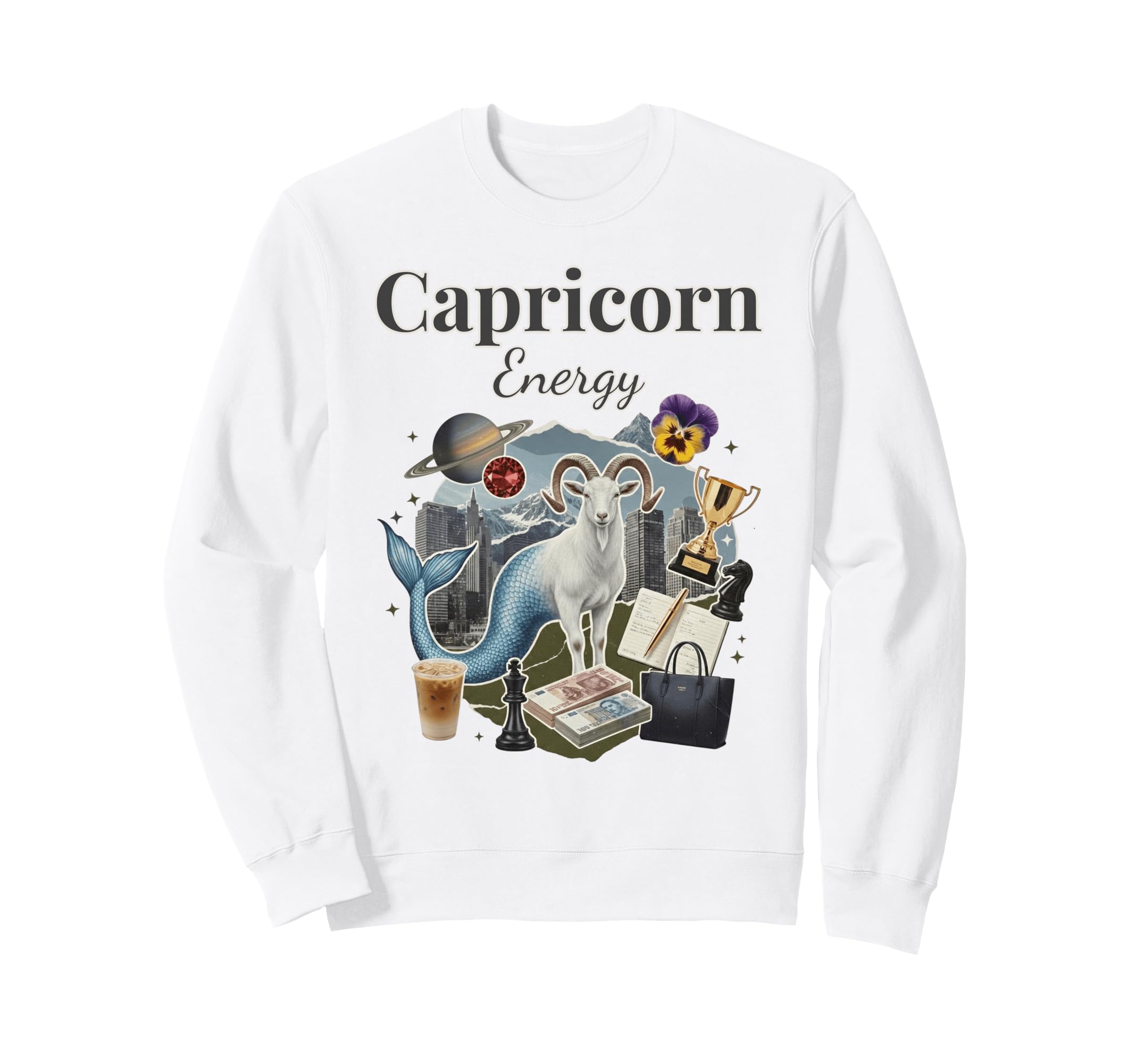 Capricorn Energy Zodiac Birthday Y2K Sweatshirt - Graphic Print Unisex - T-Shirt, Sweatshirt, Hoodie
