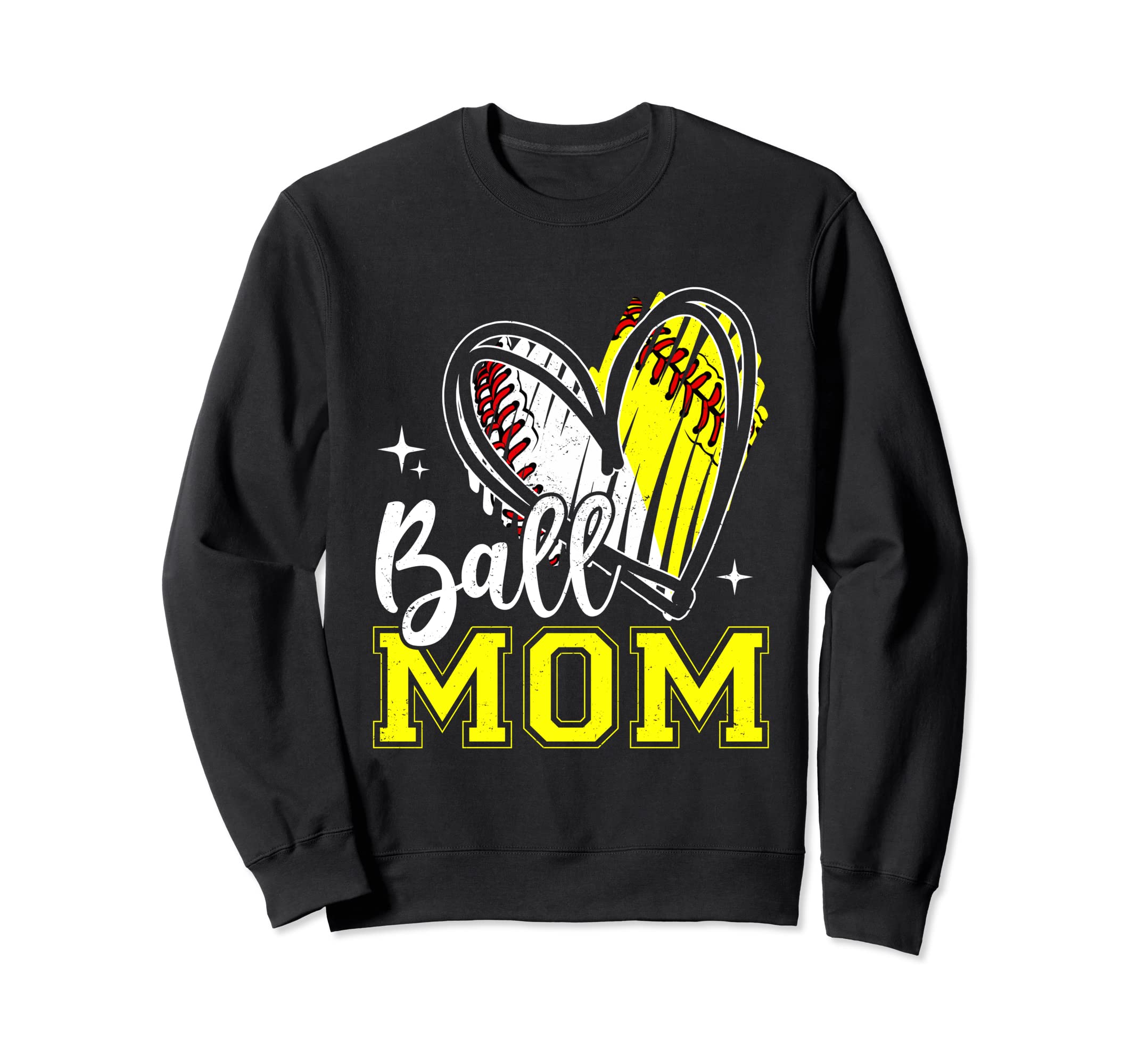 Ball Mom Heart Baseball Sweatshirt - Casual Everyday Wear Men Women - T-Shirt, Sweatshirt, Hoodie