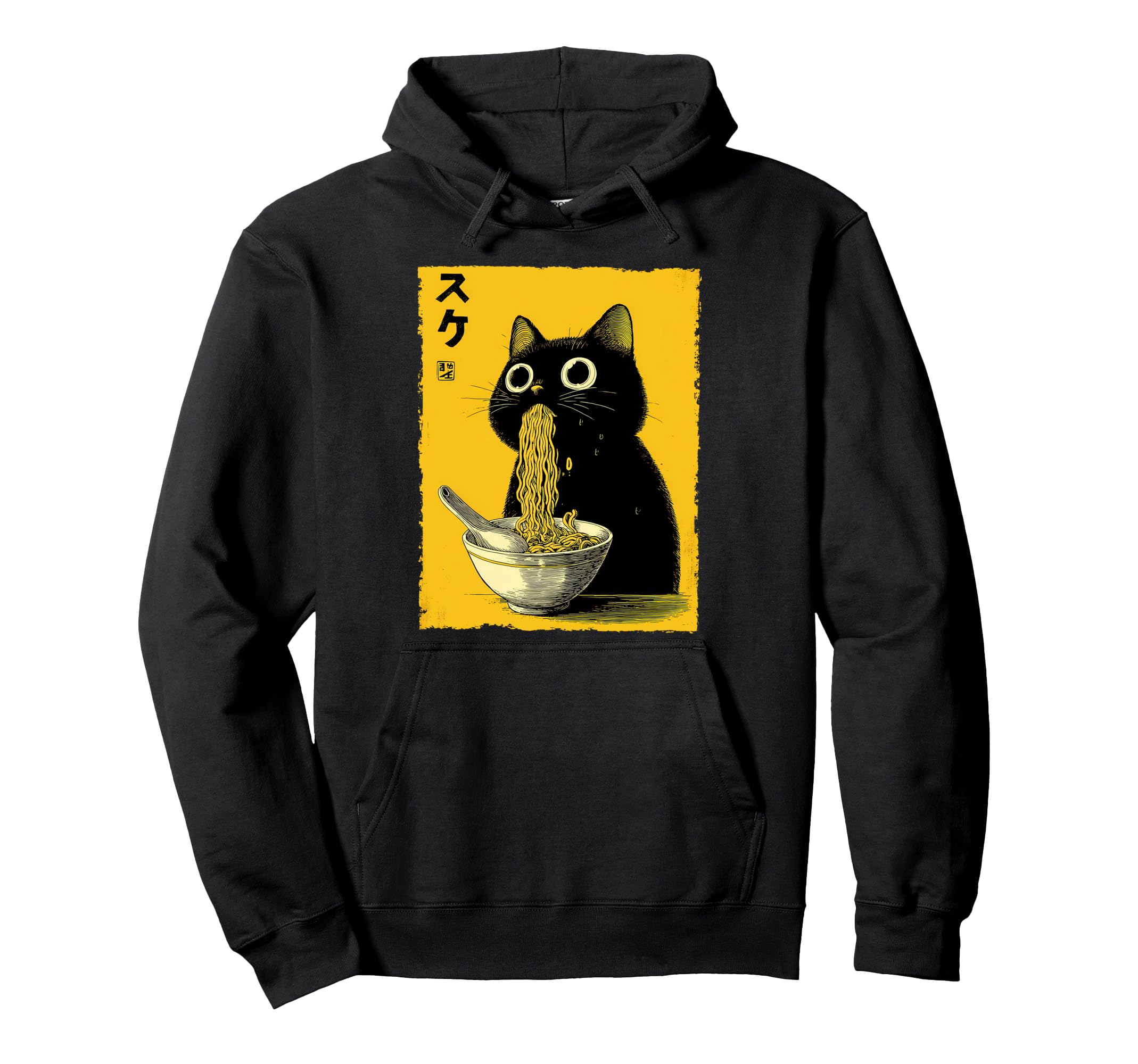 Cat Ramen Aesthetic Japanese Ukiyo Hoodie - Casual Everyday Wear Men Women - T-Shirt, Sweatshirt, Hoodie