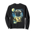 Pug Howling To Moon Meme Funny 90S Pug Sweatshirt - Graphic Print Unisex - T-Shirt, Sweatshirt, Hoodie