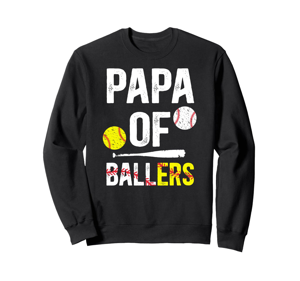 Papa Ballers Baseball Softball Papa Sweatshirt - Aesthetic Graphic Unisex - T-Shirt, Sweatshirt, Hoodie