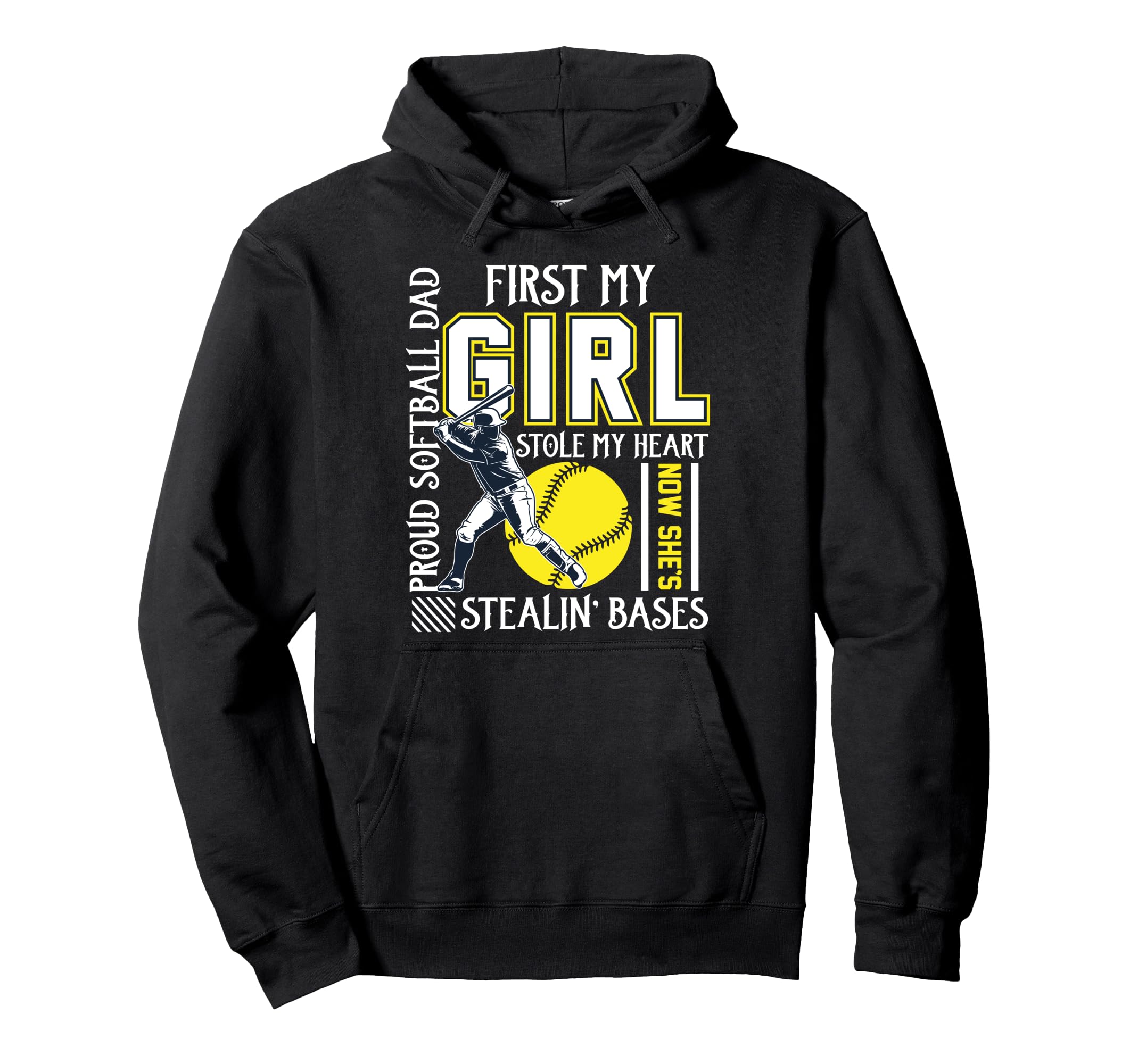 Funny Proud Softball Dad Stole My Heart Hoodie - Minimalist Print Unisex - T-Shirt, Sweatshirt, Hoodie