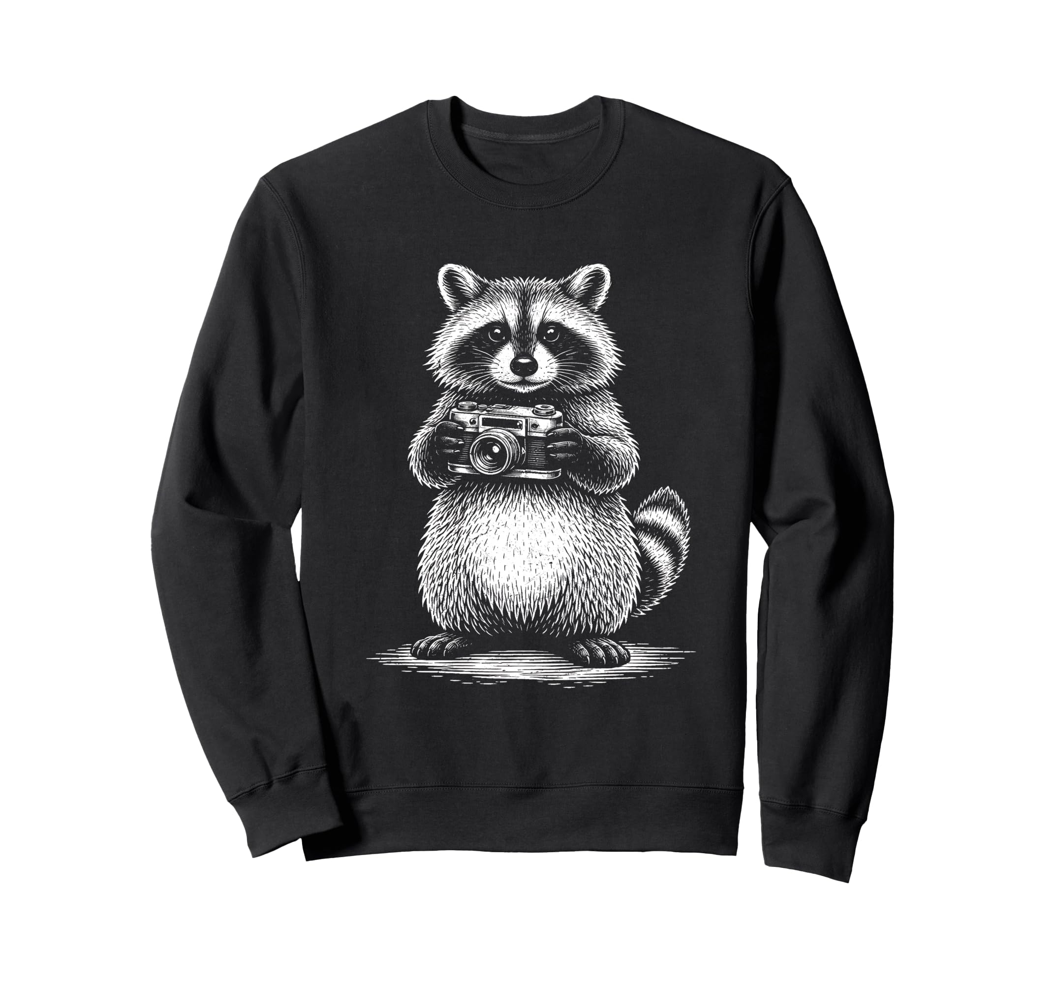 Raccoon Photographer Camera Sweatshirt - Minimalist Print Men Women - T-Shirt, Sweatshirt, Hoodie